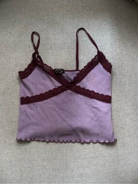 Forever 21 Lavender Ribbed Cami with purple Lace